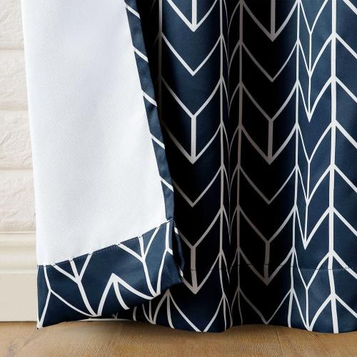 Kenwood Chevron Navy Polyester 40 in. W x 84 in. L Grommet Blackout Curtain (Single Panel)