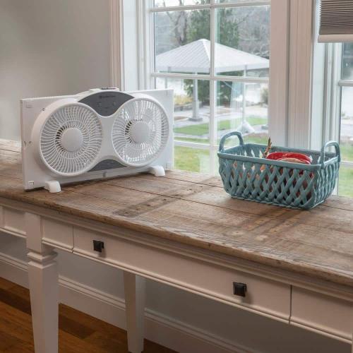 9 in. 3-Speed Expandable Reversible Twin Window Fan with Remote Control and Removable Cover and Bug Screen