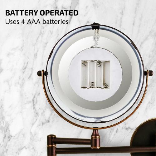 Small Round Antique Bronze Lighted Tilting Casual Mirror (11.6 in. H x 1.4 in. W)               ** Bronze**