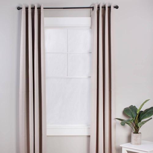 Chelsea 48 in. - 86 in. Adjustable Single Curtain Rod 5/8 in. Diameter in Black with Ball Finials