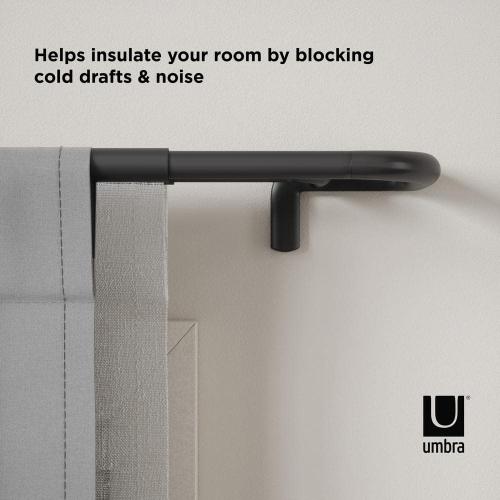 Umbra Twilight 30 in. to 84 in. 3/4 in. Adjustable Double Curtain Rod Black Room Darkening