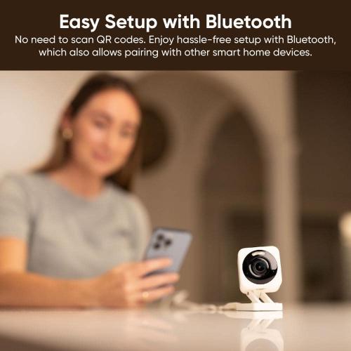 Color White Wyze Cam v4 Wi-Fi 2.5K QHD Indoor/Outdoor Plug-In Smart Home Security Camera, Color Night Vision, 2-Way Audio (White)