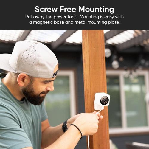 Color White Wyze Cam v4 Wi-Fi 2.5K QHD Indoor/Outdoor Plug-In Smart Home Security Camera, Color Night Vision, 2-Way Audio (White)