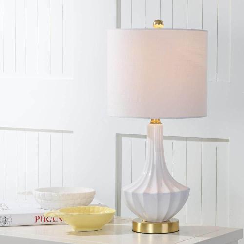 Parker 21.5 in. H Brass/White Ceramic Mini Table Lamp