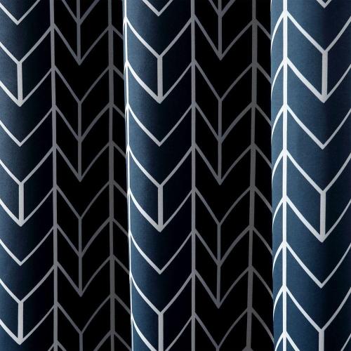 Kenwood Chevron Navy Polyester 40 in. W x 84 in. L Grommet Blackout Curtain (Single Panel)