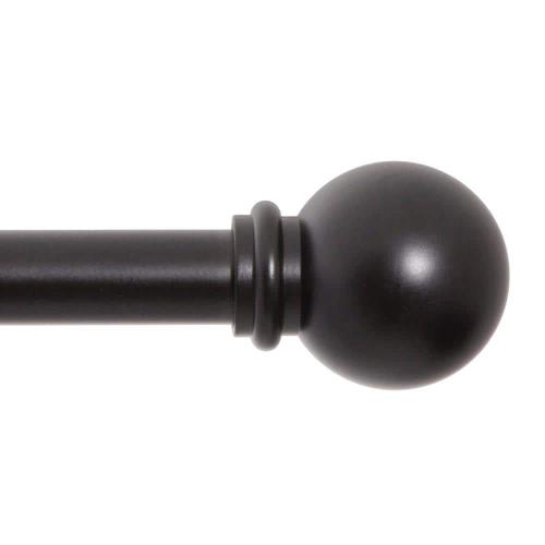 Chelsea 48 in. - 86 in. Adjustable Single Curtain Rod 5/8 in. Diameter in Black with Ball Finials