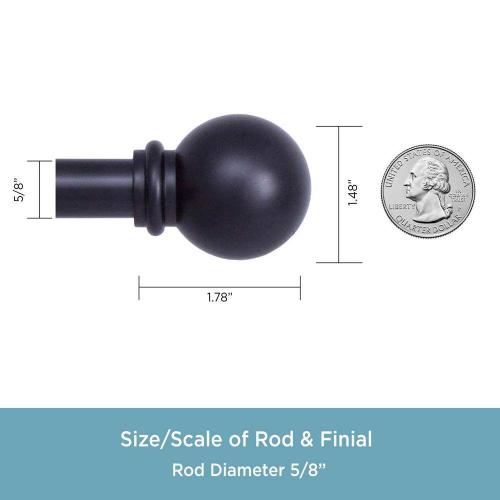 Chelsea 48 in. - 86 in. Adjustable Single Curtain Rod 5/8 in. Diameter in Black with Ball Finials