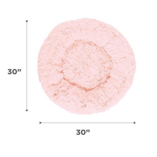Best Friends by Sheri The Original Calming Donut Dog and Cat Bed in Shag Fur Candy Pink Medium 30x30