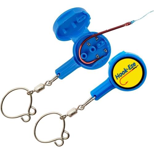 HOOK-EZE Fishing Knot Tying Tool | Protect from Fish Hooks | Tie Fishing Knots Easily | Cool Gadgets for Fishermen | Ice Fly Fishing | Fishing Accessories for Beginner Anglers | Nail Knot Tool Standard Blue