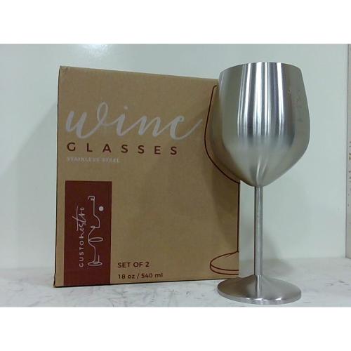 Gusto Nostro Stainless Steel Wine Glass - 18 oz - Cute, Unbreakable Wine Glasses for Travel, Camping and Pool - Fancy, Unique and Cool Portable Metal Wine Glass for Outdoor Events, Picnics (Set of 2)