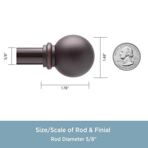 Kenney Berkley 48-in to 86-in Weathered Brown Steel Single Curtain Rod