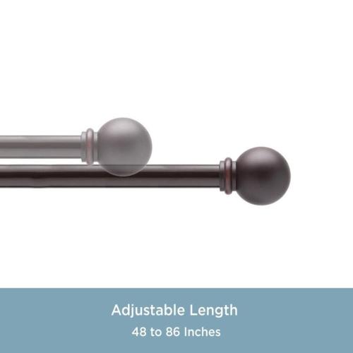 Kenney Berkley 48-in to 86-in Weathered Brown Steel Single Curtain Rod