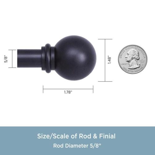 Kenney Curtain Rod 48-in to 84-in Black Steel Single Curtain Rod