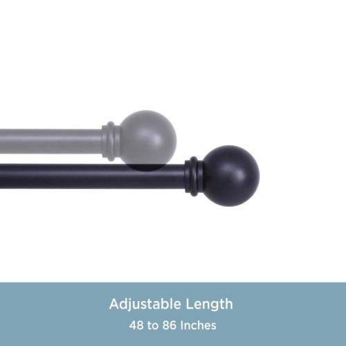 Kenney Curtain Rod 48-in to 84-in Black Steel Single Curtain Rod