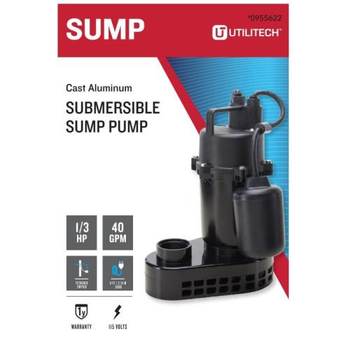 Utilitech 0.33-HP Aluminum Submersible Sump Pump