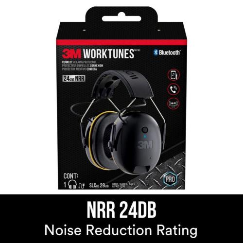 3M WorkTunes Connect Plastic Hearing Protection Earmuffs with Bluetooth Compatibility