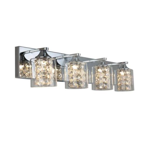 allen   roth Quinn 4-Light Chrome Modern/Contemporary Vanity Light (missing 1 clear glass and Crystal Shades)