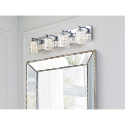allen   roth Quinn 4-Light Chrome Modern/Contemporary Vanity Light (missing 1 clear glass and Crystal Shades)