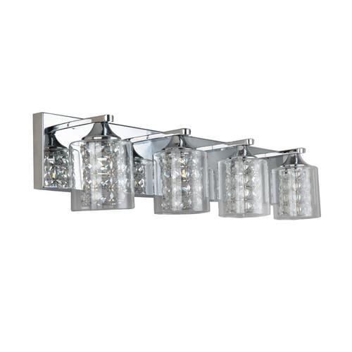 allen   roth Quinn 4-Light Chrome Modern/Contemporary Vanity Light (missing 1 clear glass and Crystal Shades)