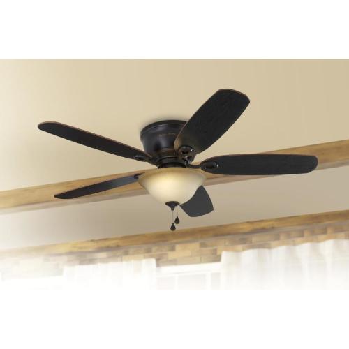 Harbor Breeze Lake Canton 52-in Bronze LED Indoor Flush Mount Ceiling Fan (5-Blade)