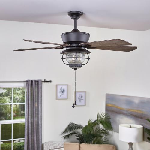 Harbor Breeze Merrimack II 52-in Bronze LED Indoor/Outdoor Ceiling Fan (5-Blade) (no test)