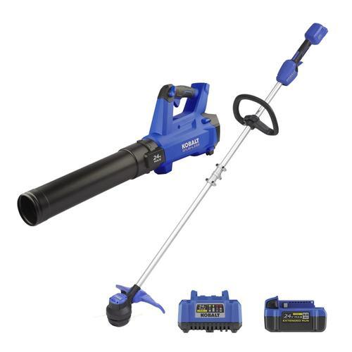 Kobalt 24-volt Cordless Battery String Trimmer and Leaf Blower and 4 Ah (Battery Included) (Charger Included)