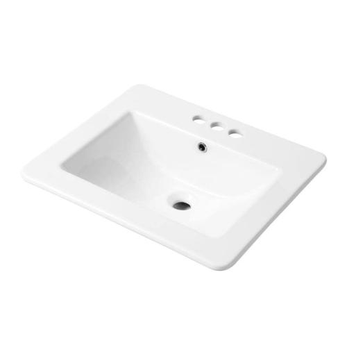 allen   roth White Drop-In Rectangular Bathroom Sink with Overflow Drain (21.26-in x 18.5-in)