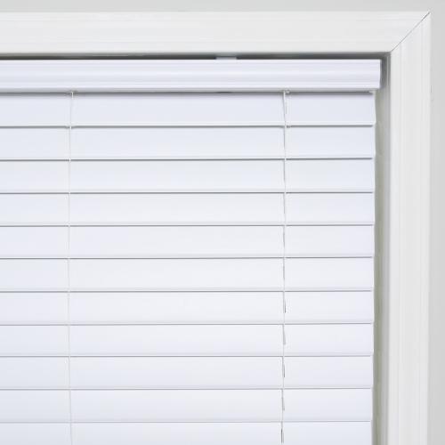 Project Source 2-in Slat Width 34-in x 64-in Cordless White Vinyl Room Darkening Plantation Blinds