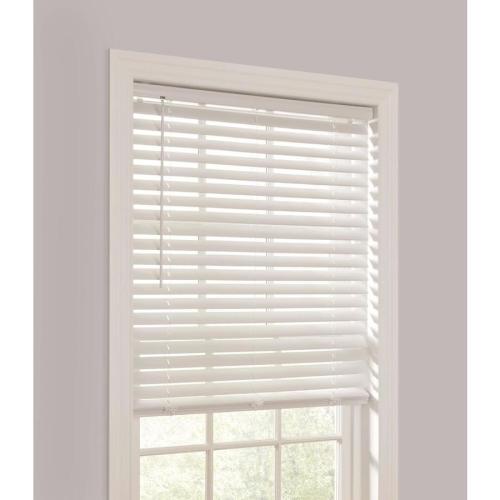 Project Source 2-in Slat Width 34-in x 64-in Cordless White Vinyl Room Darkening Plantation Blinds