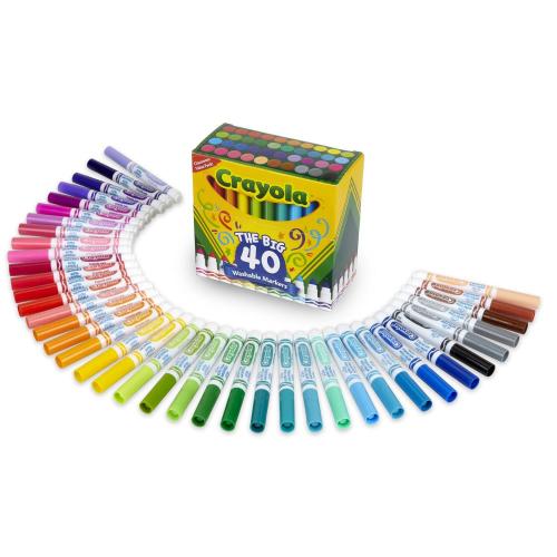 40Pack Crayola Washable Markers, Broad Line, Assorted Colors, Pack of 40