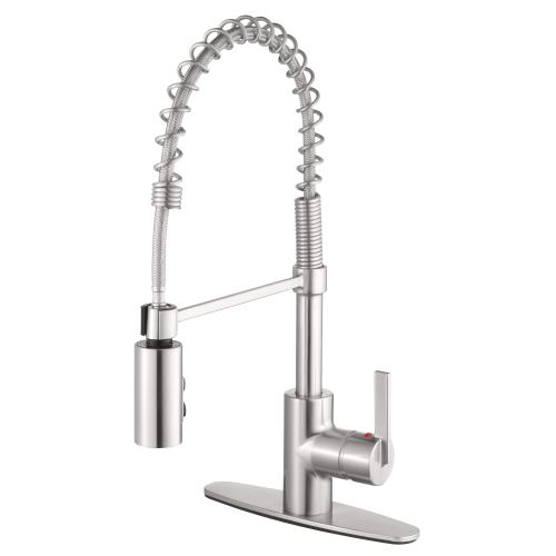 Project Source Flynt Brushed Nickel 1-Handle Deck-Mount Pull-Down Handle Kitchen Faucet (Deck Plate Included) (no test)