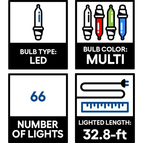 Size 32.8 ft Avatar Controls Smart string light 66-Count 32.8-ft Multi-function Multicolor LED Plug-In Indoor Christmas String Lights Timer