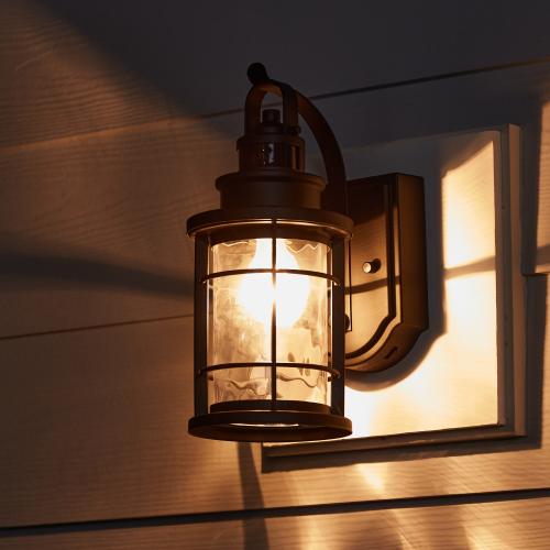 allen   roth Berlin 1-Light 12.6-in Black Motion Sensor Outdoor Wall Light