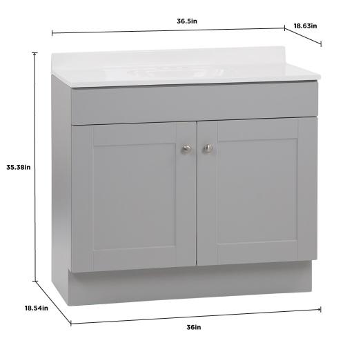 Project Source 36-in Gray Single Sink Bathroom Vanity with White Cultured Marble Top - without sink, see the pictures