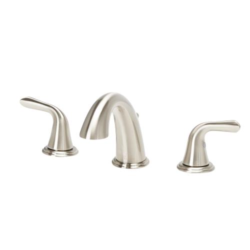Project Source Dover Brushed Nickel 2-Handle Widespread WaterSense Bathroom Sink Faucet with Drain