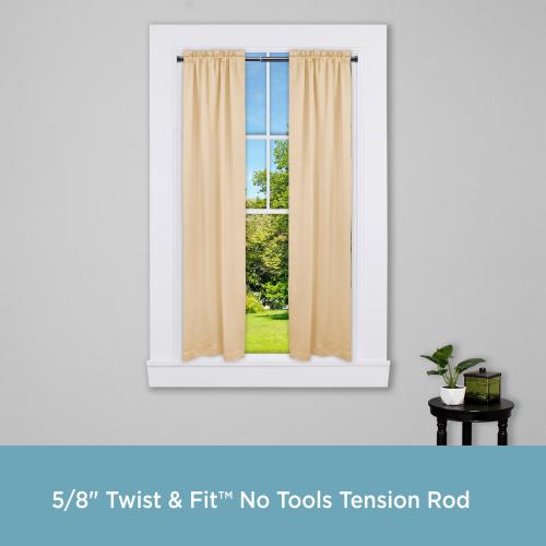 Kenney Kenney Rogers 5/8 Twist & Fit No Tools Tension Window Curtain Rod, 48-84, Black