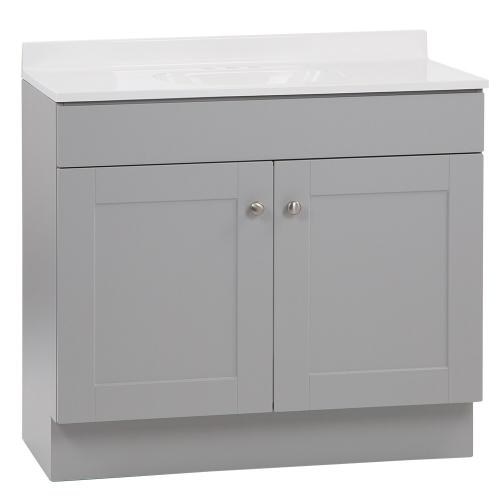 Project Source 36-in Gray Single Sink Bathroom Vanity with White Cultured Marble Top - without sink, see the pictures