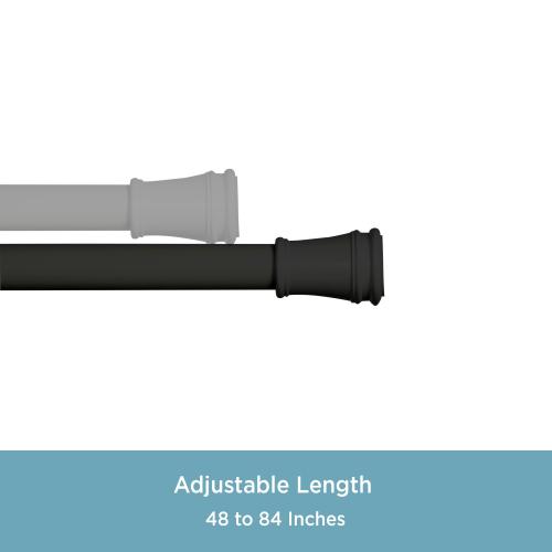 Kenney Kenney Rogers 5/8 Twist & Fit No Tools Tension Window Curtain Rod, 48-84, Black