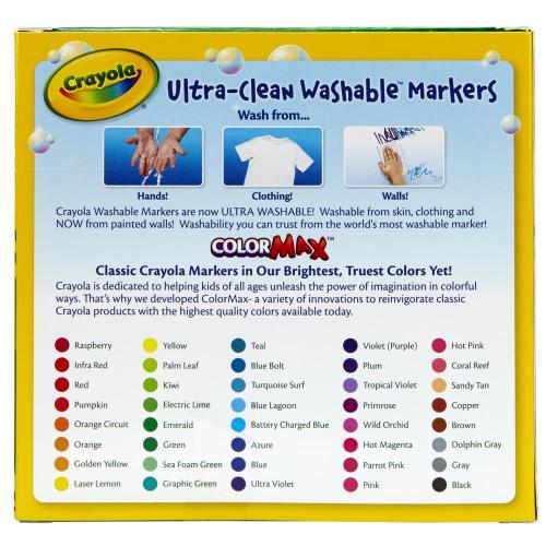 40Pack Crayola Washable Markers, Broad Line, Assorted Colors, Pack of 40