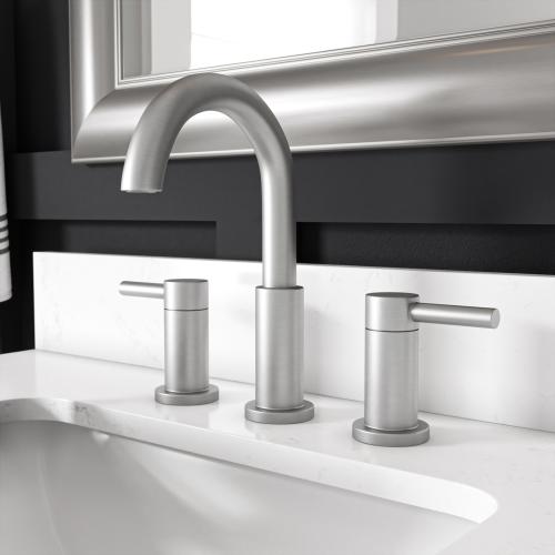 allen   roth Harlow Brushed Nickel Pvd 2-Handle Widespread WaterSense Bathroom Sink Faucet with Drain