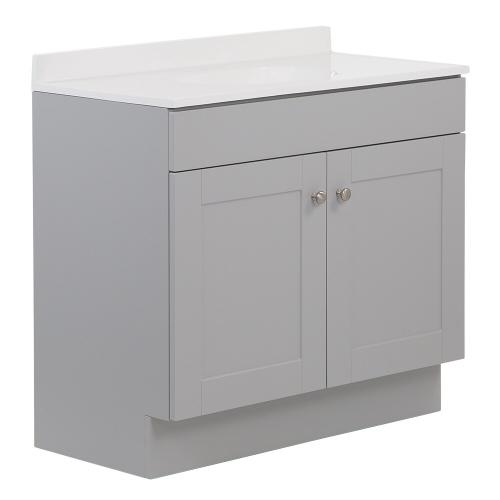 Project Source 36-in Gray Single Sink Bathroom Vanity with White Cultured Marble Top - without sink, see the pictures