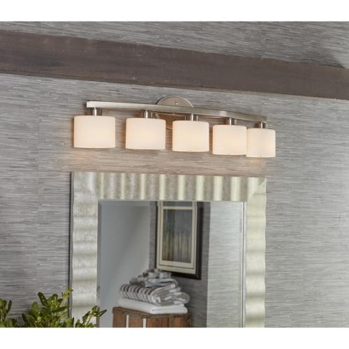 allen   roth Merington 4-Light Nickel Transitional Vanity Light Bar
