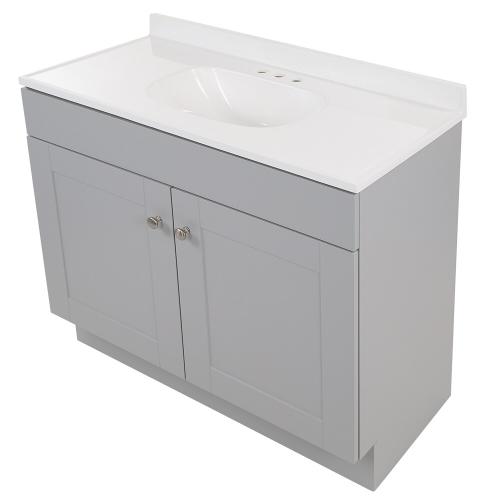 Project Source 36-in Gray Single Sink Bathroom Vanity with White Cultured Marble Top - without sink, see the pictures