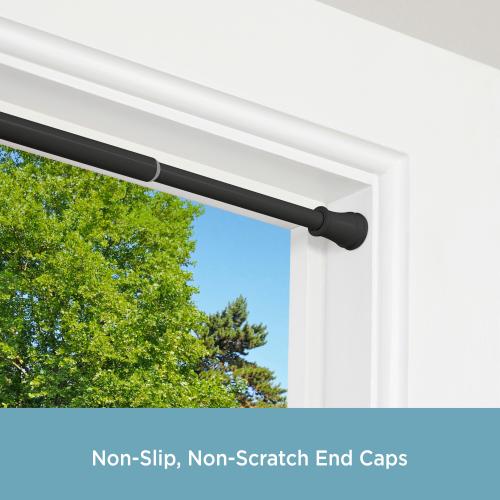 Kenney Kenney Rogers 5/8 Twist & Fit No Tools Tension Window Curtain Rod, 48-84, Black