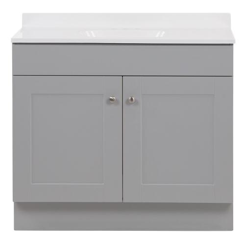 Project Source 36-in Gray Single Sink Bathroom Vanity with White Cultured Marble Top - without sink, see the pictures