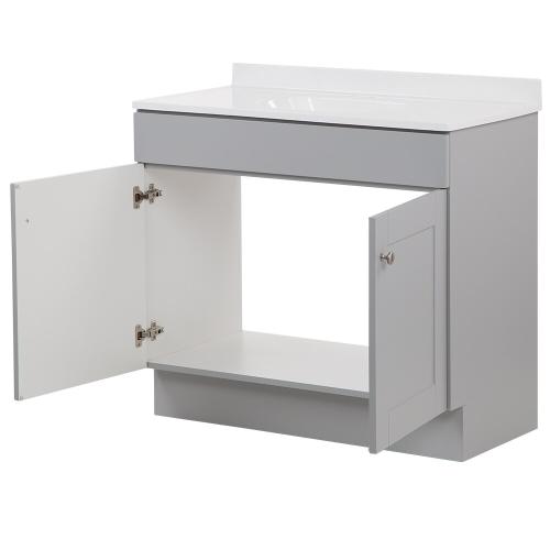Project Source 36-in Gray Single Sink Bathroom Vanity with White Cultured Marble Top - without sink, see the pictures