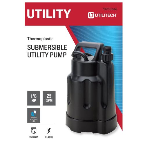 Utilitech 1/6-HP 115-Volt Thermoplastic Submersible Utility Pump