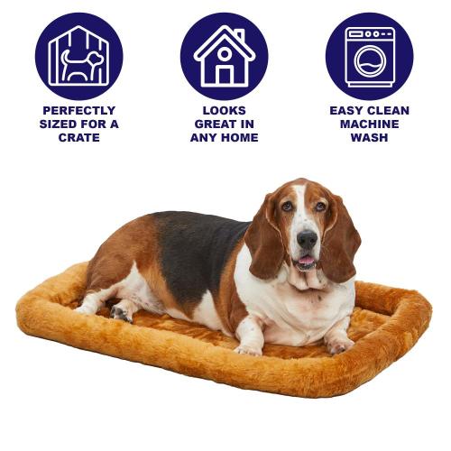 Size 24 INCHS Color Cinnamon Mid-West Metal Products Cinnamon Faux Fur Rectangular 24-in x 18-in Dog/Cat Bed (For Small)