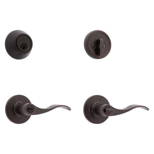 ReliaBilt Olivia Antique Bronze Single-Cylinder Deadbolt Reversible Keyed Entry Door Handle Combo Pack