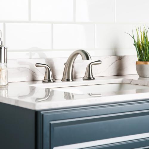 Project Source Dover Brushed Nickel 2-Handle Widespread WaterSense Bathroom Sink Faucet with Drain